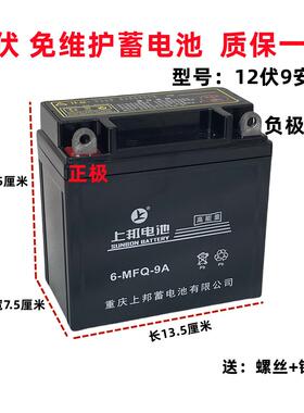 12V摩托车电瓶12v9a7a5a110弯梁125女式踏板高架男装干蓄豪电池
