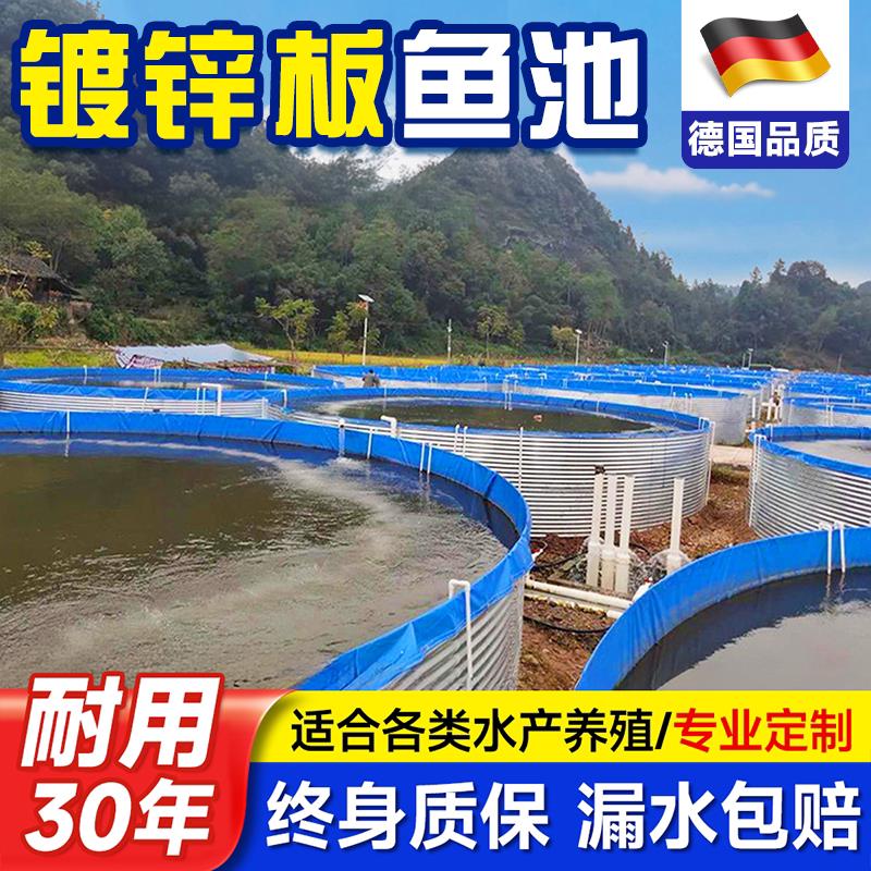 镀锌板帆布鱼池农用大型帆布蓄水池家用新游泳池室外高密度养殖池