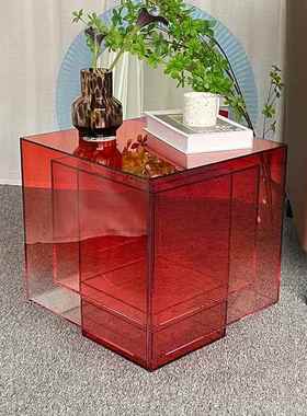 亚克力茶几克莱因蓝色渐变现代客厅沙发边几角几楼盘别墅创意茶桌