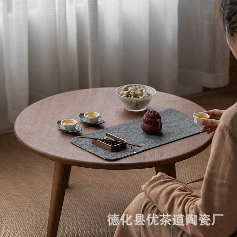 像木茶几小茶桌户外木桌白蜡木煮茶泡茶桌实木阳台黑色榻榻米桌