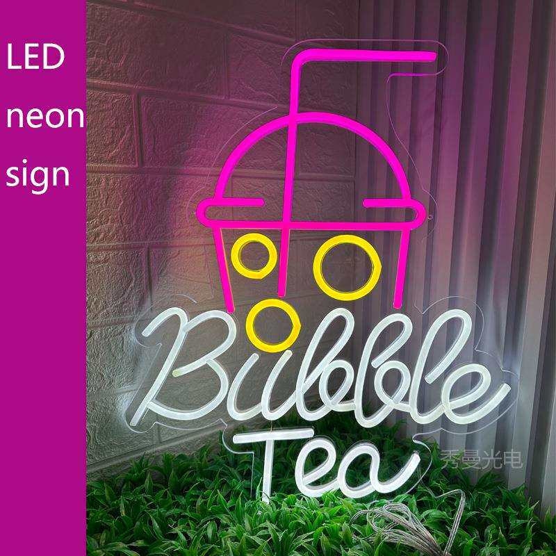 奶茶气泡水霓虹灯BUBBLE TEA NEON SIGN 冷饮咖啡店灯牌网红灯牌
