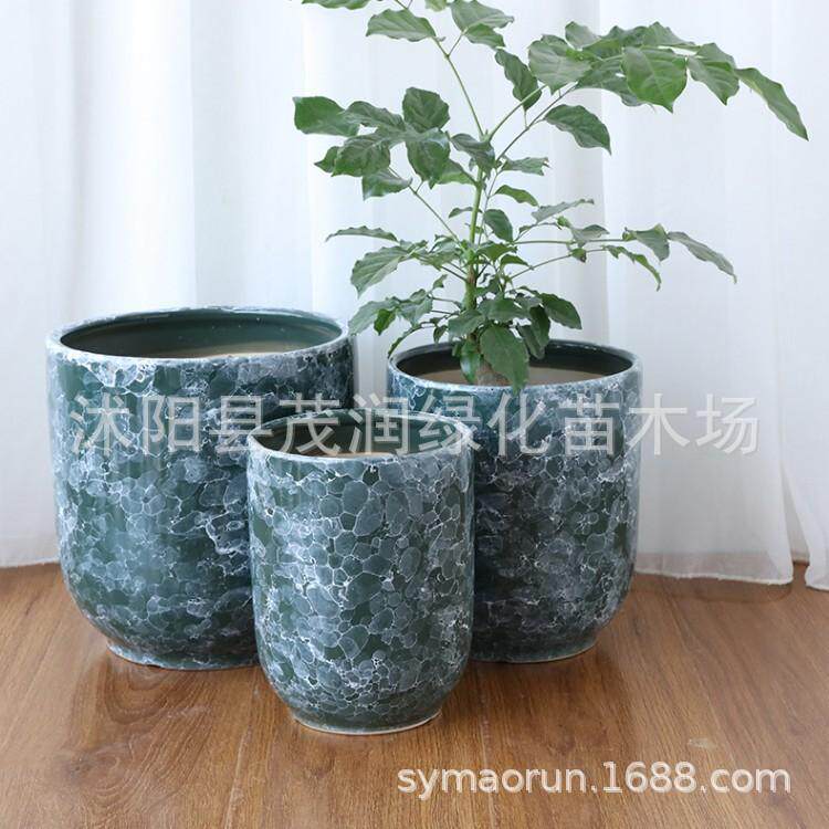 欧式客厅陶瓷花盆家用金钱树专用落地种树高盆轻奢高级大口径花瓶