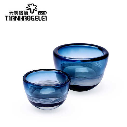 缠玻璃样板房格餐厅花瓶渐变瓶蓝色客厅插花天带手工现代昊卧室蕾