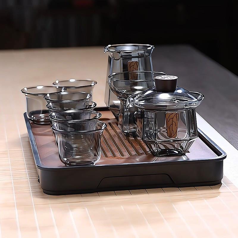 轻奢耐热玻璃创意手抓壶茶盘套装功夫茶壶茶杯茶具家用茶器泡茶壶
