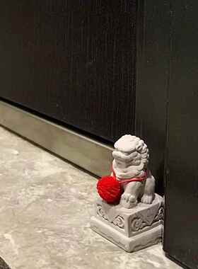 迷你看门狮迷你小狮子摆件绣球狮装饰品石雕水泥狮中式一对狮子石