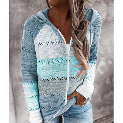 Striped sweater, color blocked vest for women