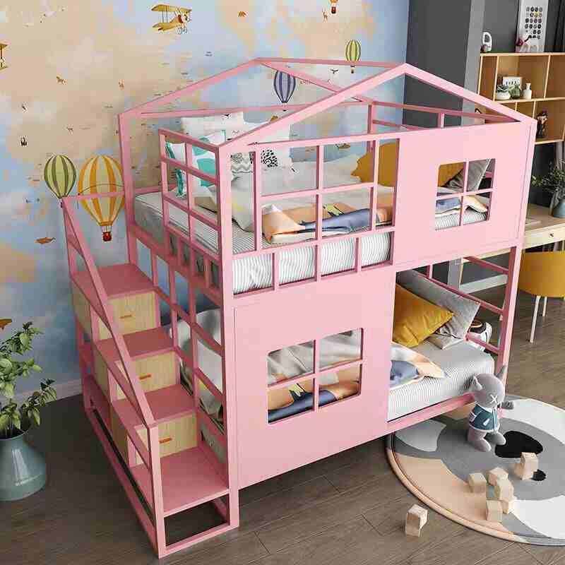 双层床儿童床高低床树屋梦城堡公主床女孩帐篷儿童房阁楼床