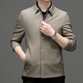 品牌行政夹克休男春1177士中老年爸爸装 商务闲翻外套秋 宽领松大码