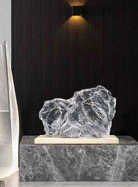 双面新款肌理山型雕塑艺术品进口透明树脂摆件酒店样板房软装饰品