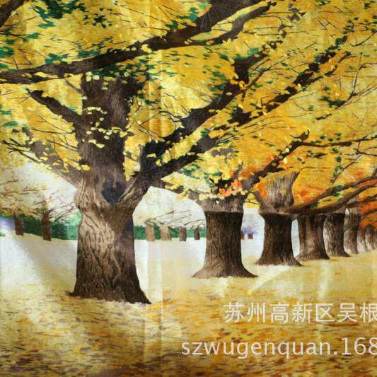 苏绣绣片单面绣客厅办公室装饰画苏州手工刺绣黄枫