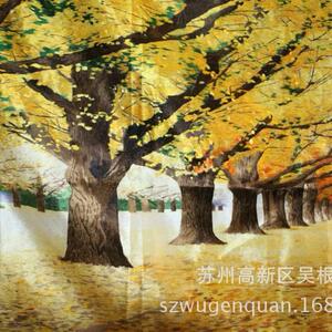 苏绣绣片单面绣客厅办公室装饰画苏州手工刺绣黄枫