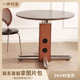 北欧玛餐桌驰圆形实木板代发奢腿复古圆桌轻中古饭桌金属小户型岩