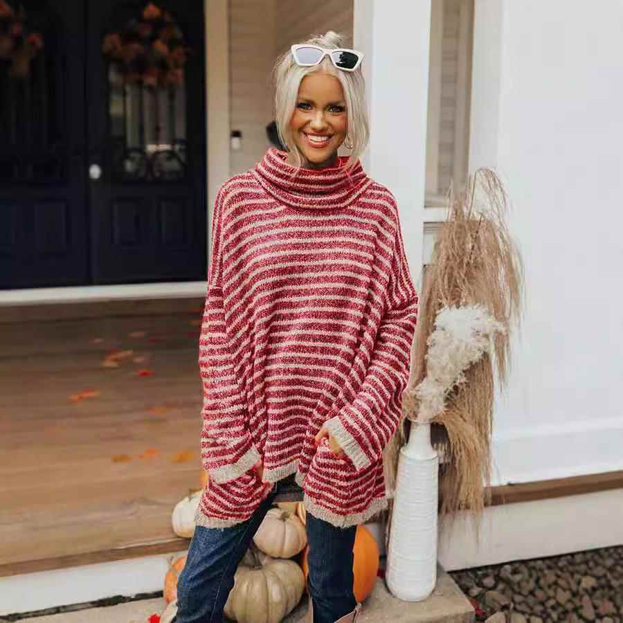 Casual fashion bottoming loose cardigan striped