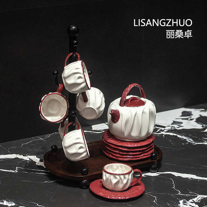 法式复古简约下午茶花草茶具高级感茶壶茶杯陶瓷杯子家用待客套装
