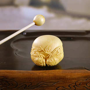 黄杨木雕木鱼木质随身携带中式手把件打击乐器佛系金蝉知了小摆件