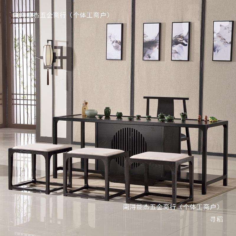 新中式茶凳茶室矮凳禅意中式凳子布艺实木圆凳师方凳鼓凳长椅