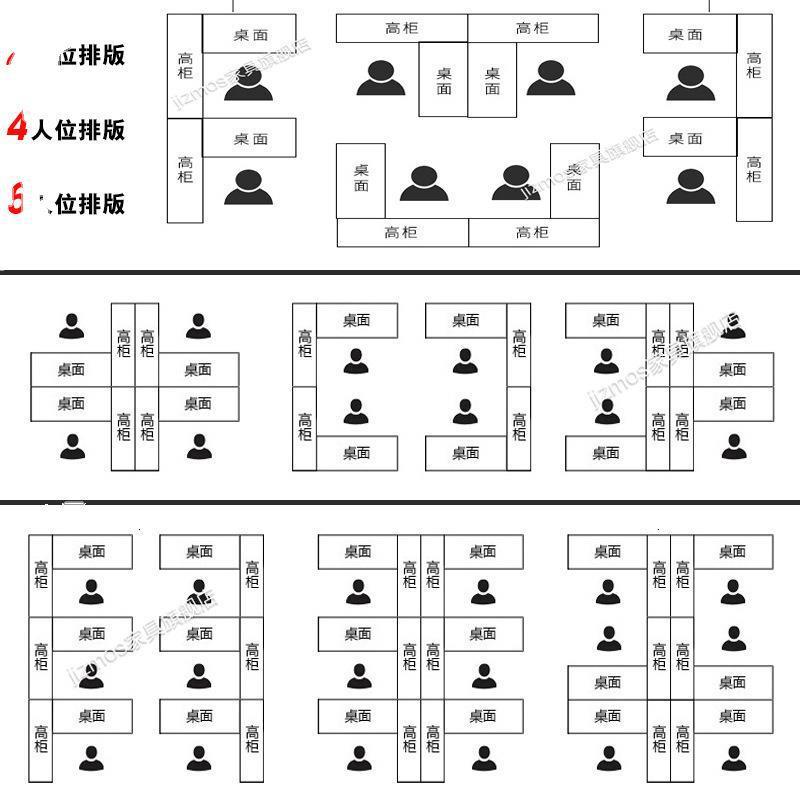 电脑办工桌椅组合四人位现代简约板式职员屏风办公桌2/4/6员工桌