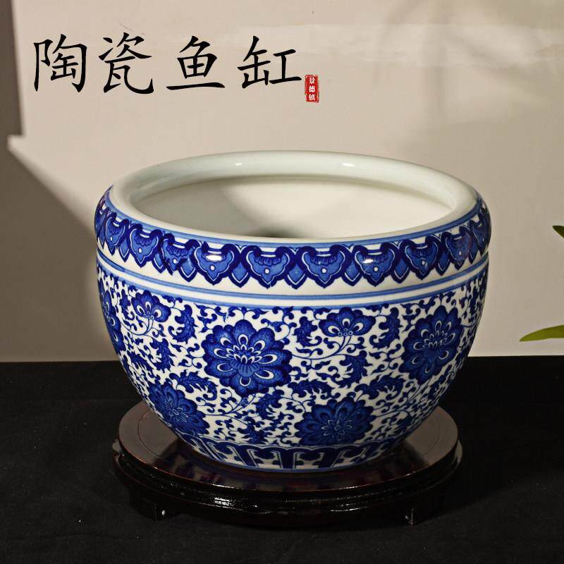 超市陈列自助调料泡菜专用缸景德镇青花陶瓷聚宝盆摆件客厅鱼缸