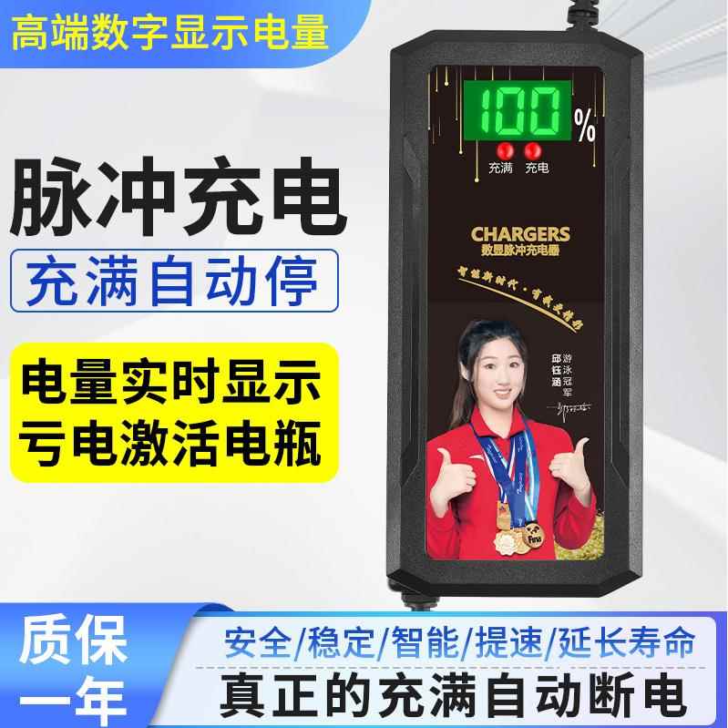 数字电量显示电动车电瓶充电器48V60V72V两轮三轮通用自动断电