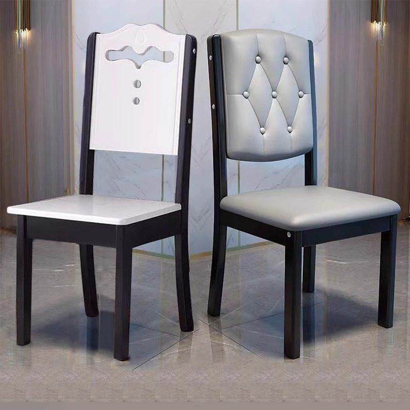 实木椅子餐椅家用简约现代轻奢软包靠背椅凳子白色饭厅吃饭餐桌椅