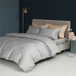 简约纯色长888绒棉丝滑贡套缎全棉床单套纯棉品枕单裸睡被床品