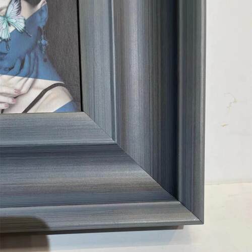 现代法式中古风挂画深灰色现实感装饰画大气小挂画纯实木画框装裱