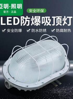 亚明led防爆吸顶灯30W椭圆防潮灯防水防虫车间厂房照明壁挂式墙灯