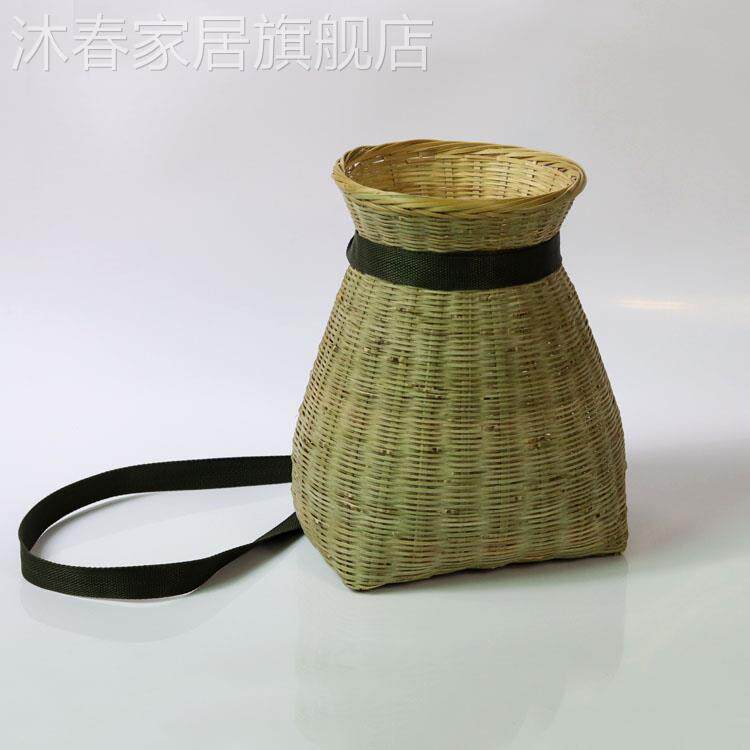 茶叶篓竹编背篓摘茶叶竹篮外出腰篓农用采摘篮子道具水果竹篓