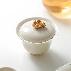 草木灰轻奢旅行茶具便携式户外旅游露营快客杯纯手工盖碗茶具套装