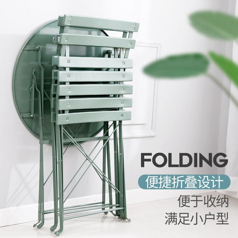 阳台桌椅户外桌椅庭院防水花园铁艺小茶几休闲桌椅组合三件套折叠