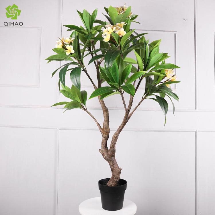 北欧仿真鸡蛋花树 摆件装饰仿真树盆栽 大型绿植仿真植物鸡蛋花树