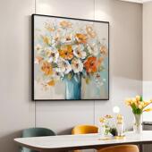 玄关画现风客厅肌花卉壁 餐厅挂画轻FM891373奢法式 手装 绘油画美式