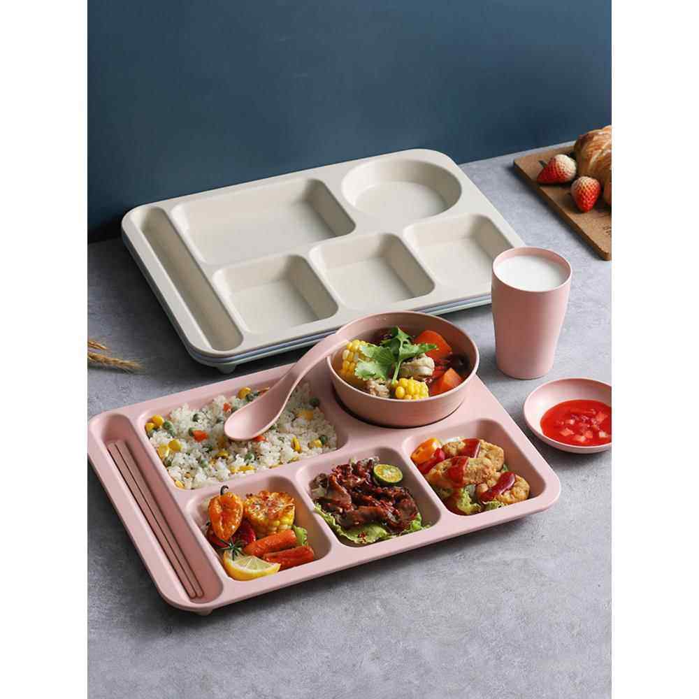 麦秸家庭分装餐盘供成人及上班族用食堂餐盘配碗快餐餐盘商业四格,餐饮具,盘,淘宝优惠券,粉丝福利购,淘宝优惠卷