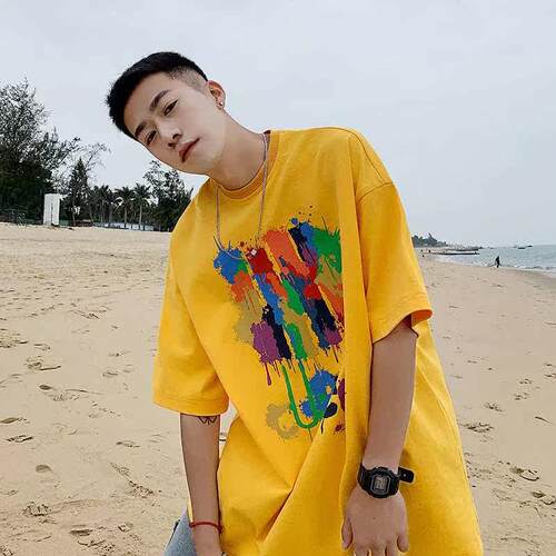 Round Neck Teenager Short-sleeved T-shirt Men