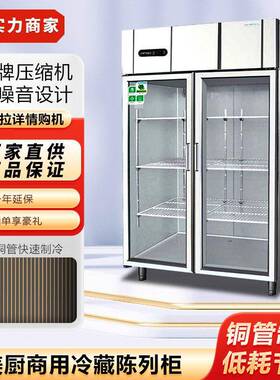 美厨玻璃门陈列柜冷藏展示柜双门啤酒饮料果蔬保鲜柜商用制冷设备