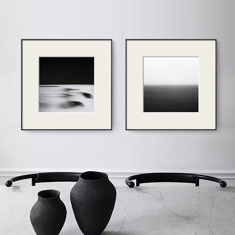 杉本博司现代简约黑白摄影挂画小众艺术客厅装饰画海边风景光影画
