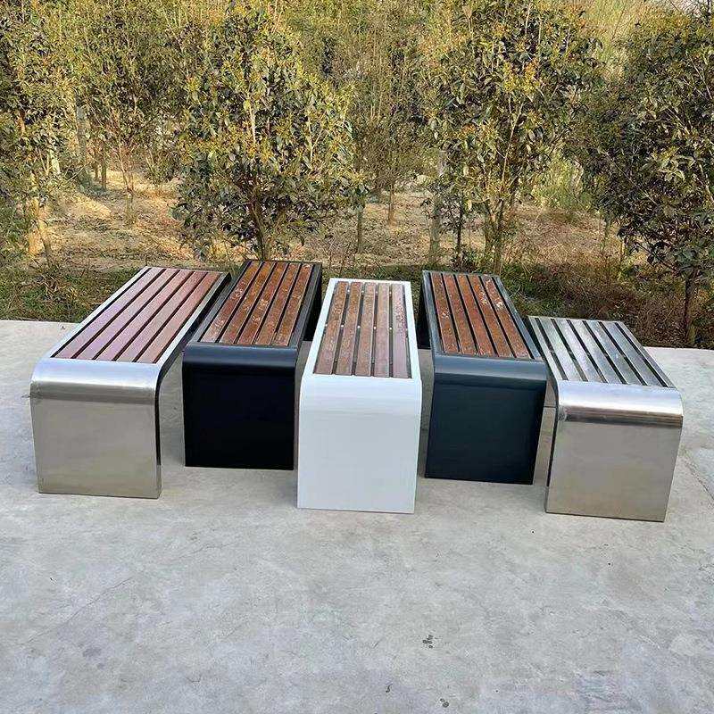 塑木椅庭院广场可移动排椅长公园椅户外长椅不锈钢公园椅长条凳