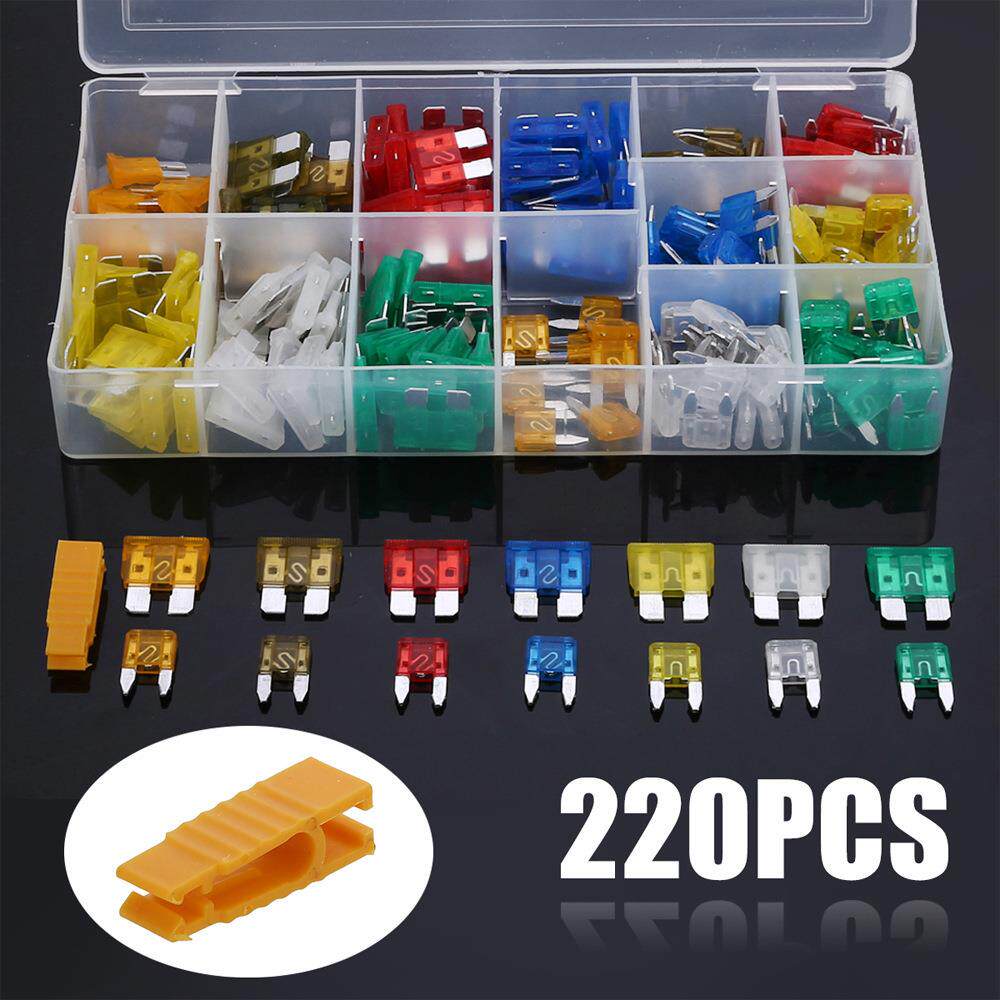 跨境 220pcs盒装中/小号汽车保险丝车用保险片插片式保险丝5-30A