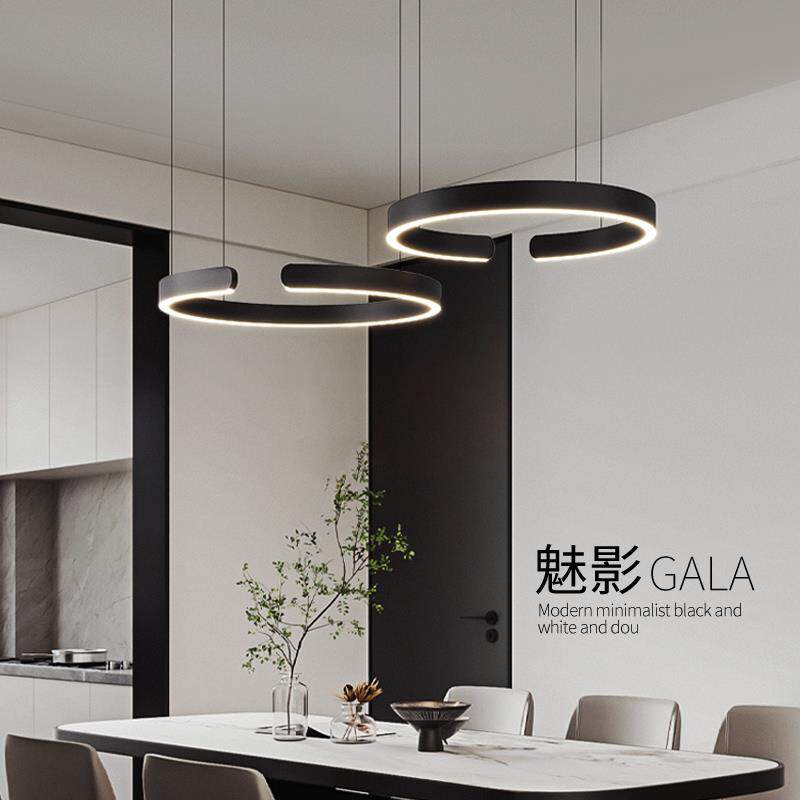 极简客厅主灯现代简约吧台设计师款中岛台饭厅餐桌圆环形餐厅吊灯