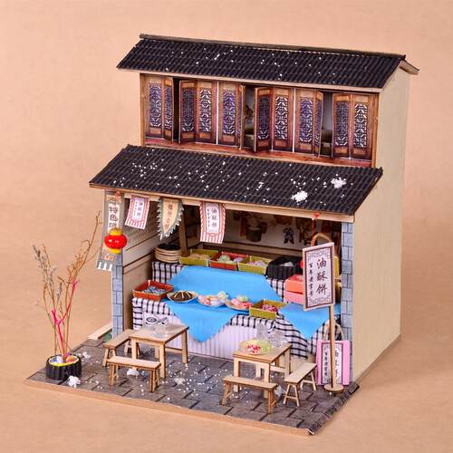 diy小屋中式古建筑手工制作迷你木质房子带灯拼装模型创意礼物