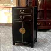 正品 头床实木仿古简约储物柜小柜卧室边几柜玄关门厅榆木边 新中式