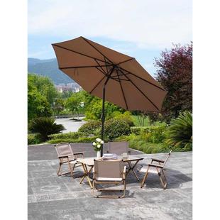 户外遮阳伞花园休闲中柱伞大型露营庭院半边伞室外咖啡厅摆摊桌椅