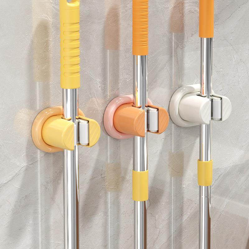 拖把夹高颜值浴室多功能塑料拖把挂钩强力粘胶卫生间壁挂夹跨境