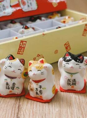 包3件迷你陶瓷幸运幸运猫，桌面Ca1
