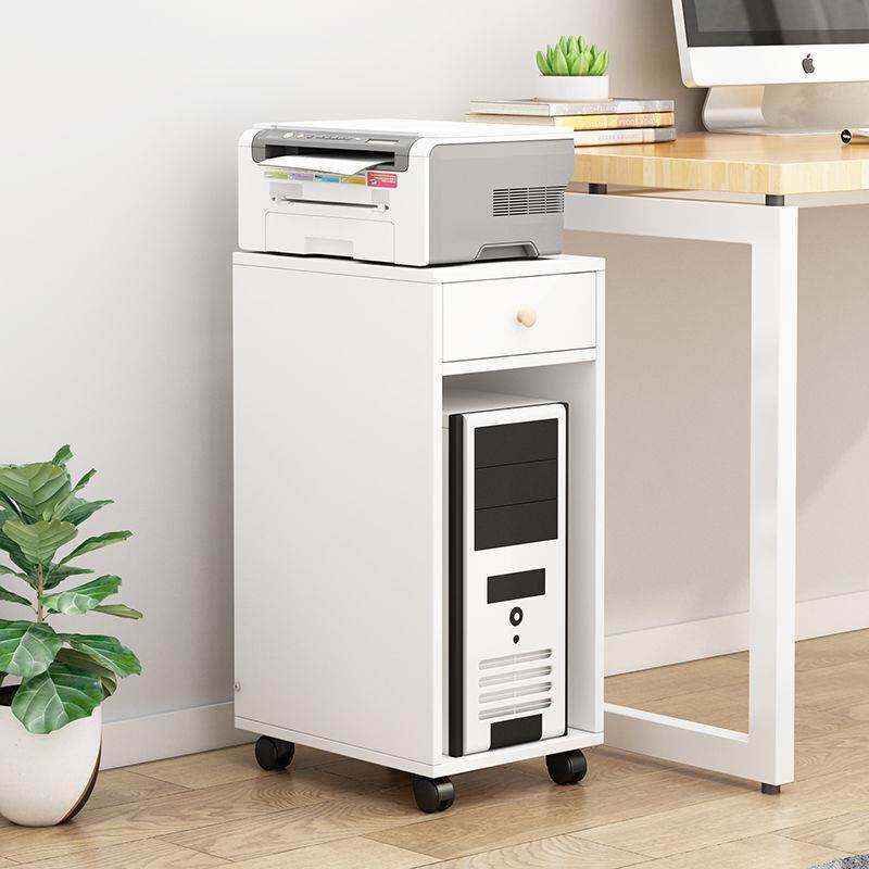 办公桌边主机柜可移动落地带门收纳柜子台式带锁电脑主机架柜