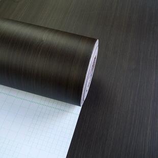 雅黑色仿木纹墙纸自粘家具旧衣柜柜子原木门桌子防水翻新贴纸装 饰
