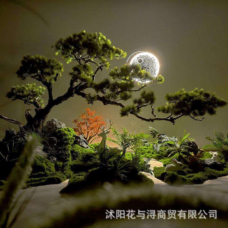 仿真黑松绿植景观迎客松树大型罗汉松美人松盆景摆件酒店展厅装饰