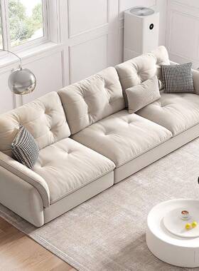 油风现代简约科技布艺沙直发客厅小SF-2213户型家用轻奢新款奶排