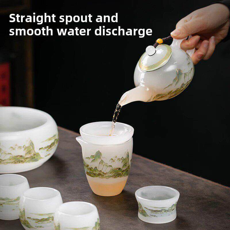 冰种琉璃功夫茶具套装高档玉瓷泡茶壶茶杯2025新款整套功夫礼盒装