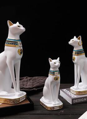 北欧简约白色埃及猫摆件客厅家居装饰品电视柜样品间玄关树脂摆设